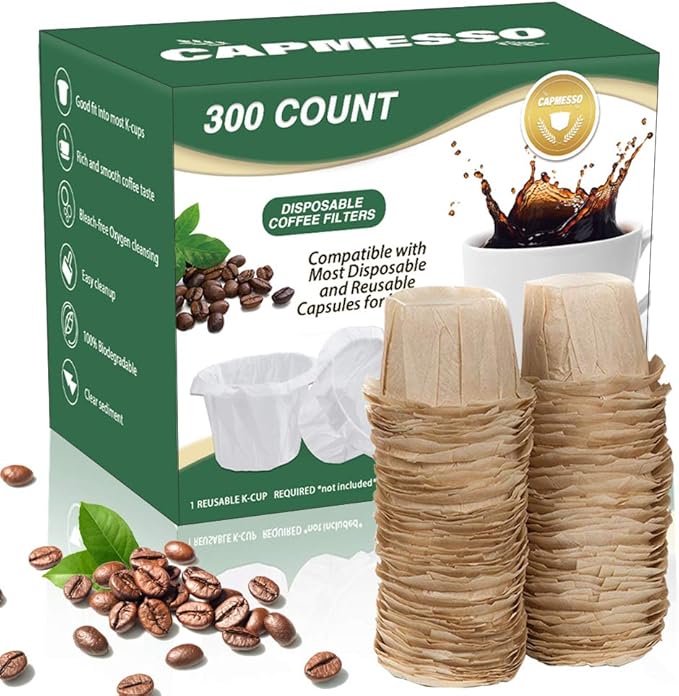 Disposable Keurig Cup Coffee Filters - Compatible with Keurg Brewers- Reusable Single Serve 1.0 and 2.0 Coffee Maker - CAPMESSO