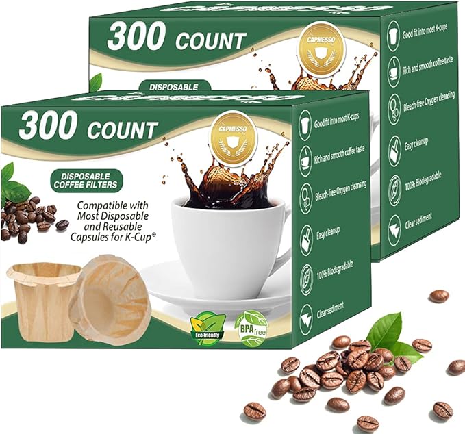 Disposable Keurig Cup Coffee Filters - Compatible with Keurg Brewers- Reusable Single Serve 1.0 and 2.0 Coffee Maker - CAPMESSO