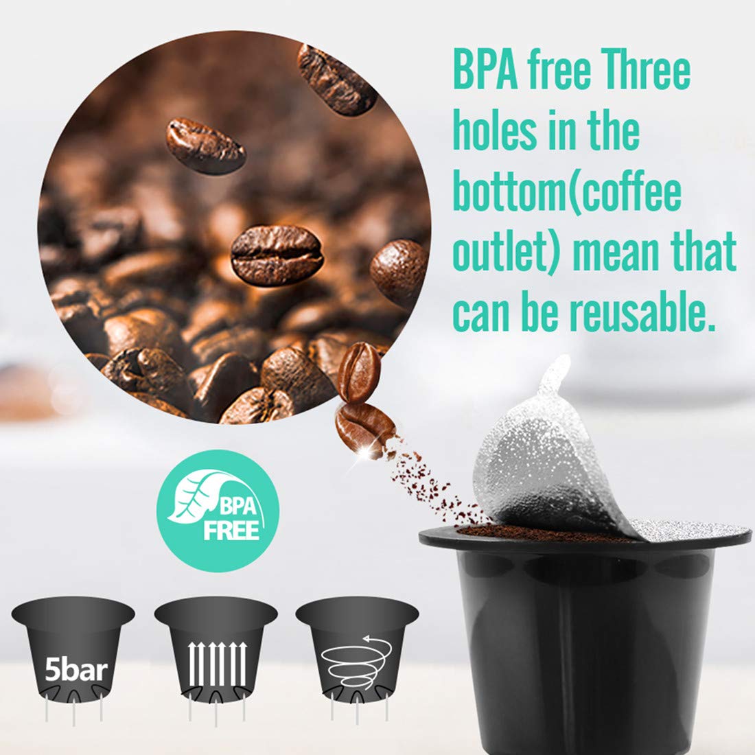 Reusable Espresso Capsules -Refillable Capsule Coffee Pods Filters Reusable 200 Times Compatible with Nespresso Original Line Machines - CAPMESSO