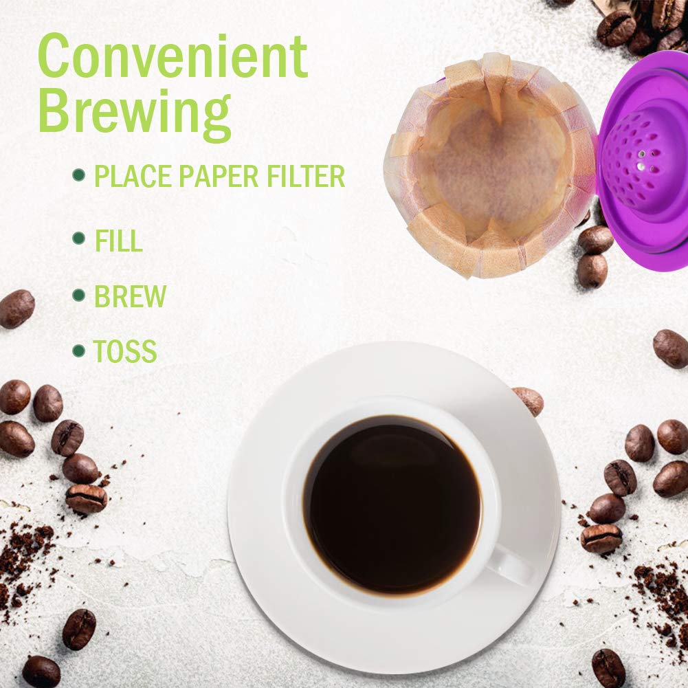 Disposable Coffee Paper Filters, 100 Count Keurg Cup Coffee Filters Compatible with Keurg Brewers Reusable Single Serve 1.0 and 2.0 Coffee Maker - CAPMESSO