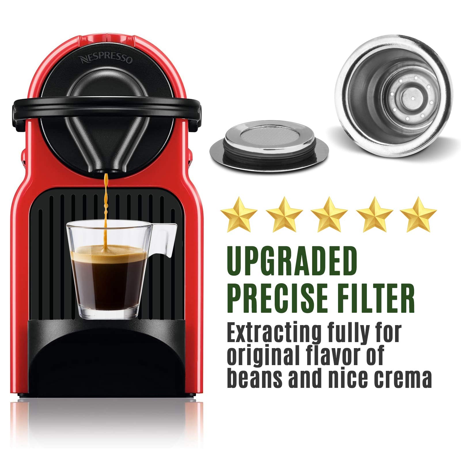 Reusable Coffee Capsules Refillable Originalline Pod Stainless Steel Compatible with Nespresso OriginalLine Machines - CAPMESSO