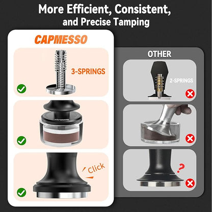 Espresso Tamper 58.35mm: Coffee Tamper for Breville Espresso Machine With Calibrated 3 Spring Loaded - 30lbs Espresso Accessories Tamper - CAPMESSO