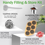 Six stainless steel OriginalLine pods in a wooden storage tray