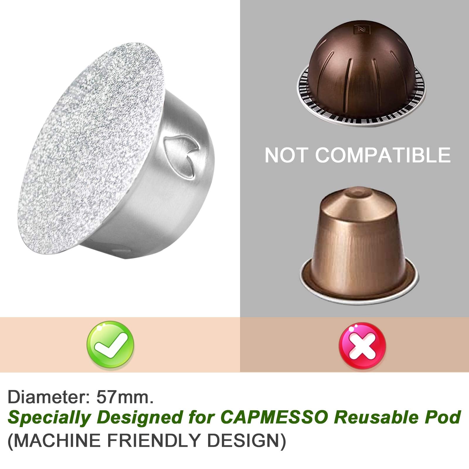 Reusable Vertuo Pod Foil Lids, for CAPMESSO Vertuline Capsules Aluminum seals Reusable Coffee Pod Stainless Steel Espresso