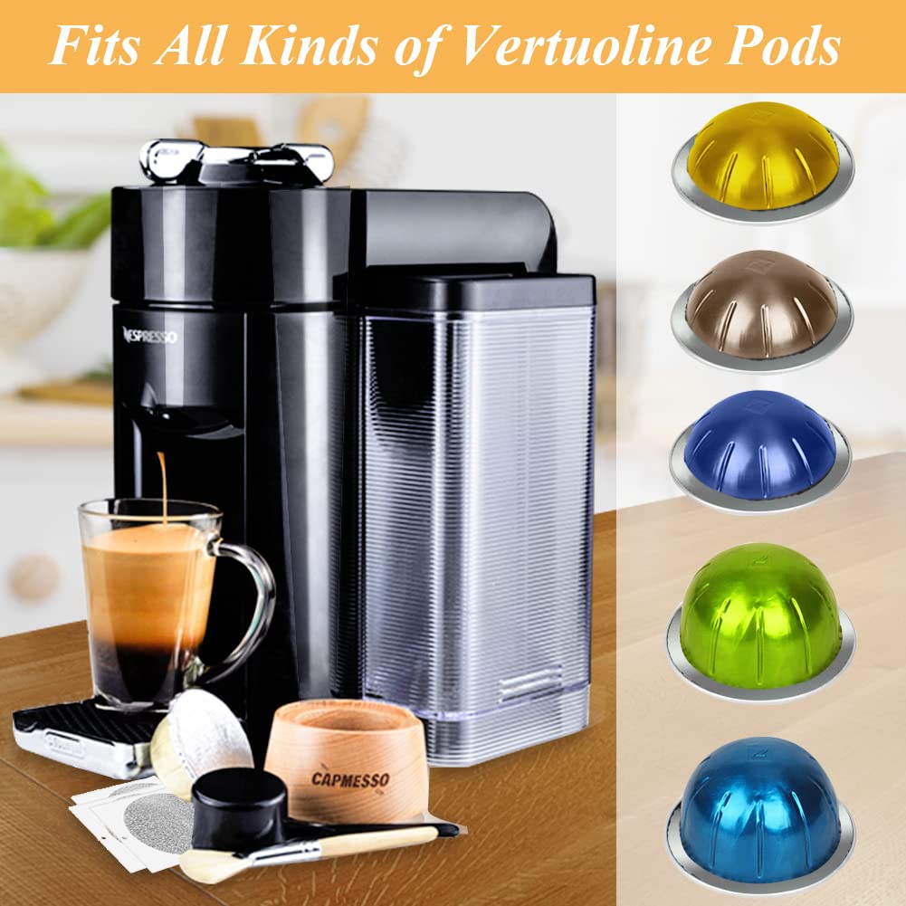 CAPMESSO Aluminum Foil Seals Kit to Reuse Nespresso Vertuo Reusable Pods, Refillable Vertuoline Capsules (Complete Seal Kit+100pcs Lids)