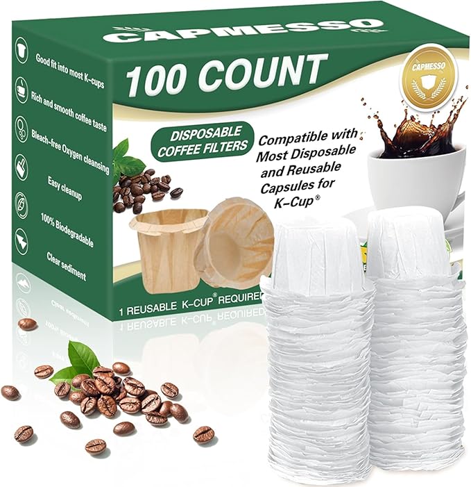 Disposable Coffee Paper Filters for  Reusable Compatible Pods of Keurig 2.0&1.0 Coffee Maker - CAPMESSO