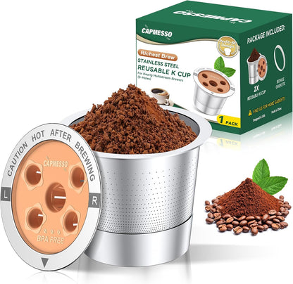 CAPMESSO Reusable K Cups for Keurig: 2025 Updated My K Cup Stainless Steel Coffee Filter Refillable Coffee Pods for K Supreme/K Slim/k-Duo Gen 2/K-Brew Chill with Multistream Technology