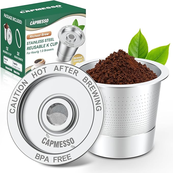 Reusable Stainless Steel  K Cups Coffee Pod for Keurig 1.0 - Newest Design - CAPMESSO