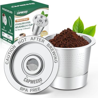 Reusable Stainless Steel  K Cups Coffee Pod for Keurig 1.0 - Newest Design - CAPMESSO