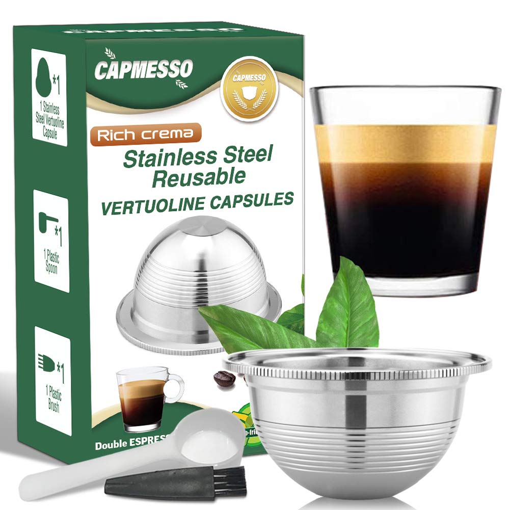 Coffee Capsule, Reusable Vertuoline Pod Refillable Vertuo Capsules Stainless Steel Compatible with Vertuoline Machine GCA1 and Delonghi ENV135S