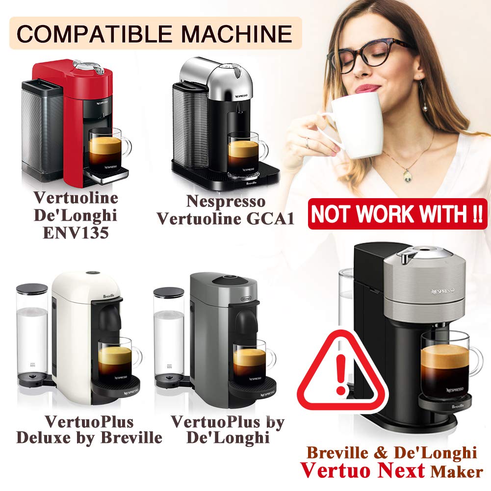 Coffee Capsule, Reusable Vertuoline Pod Refillable Vertuo Capsules Stainless Steel Compatible with Vertuoline Machine GCA1 and Delonghi ENV135S