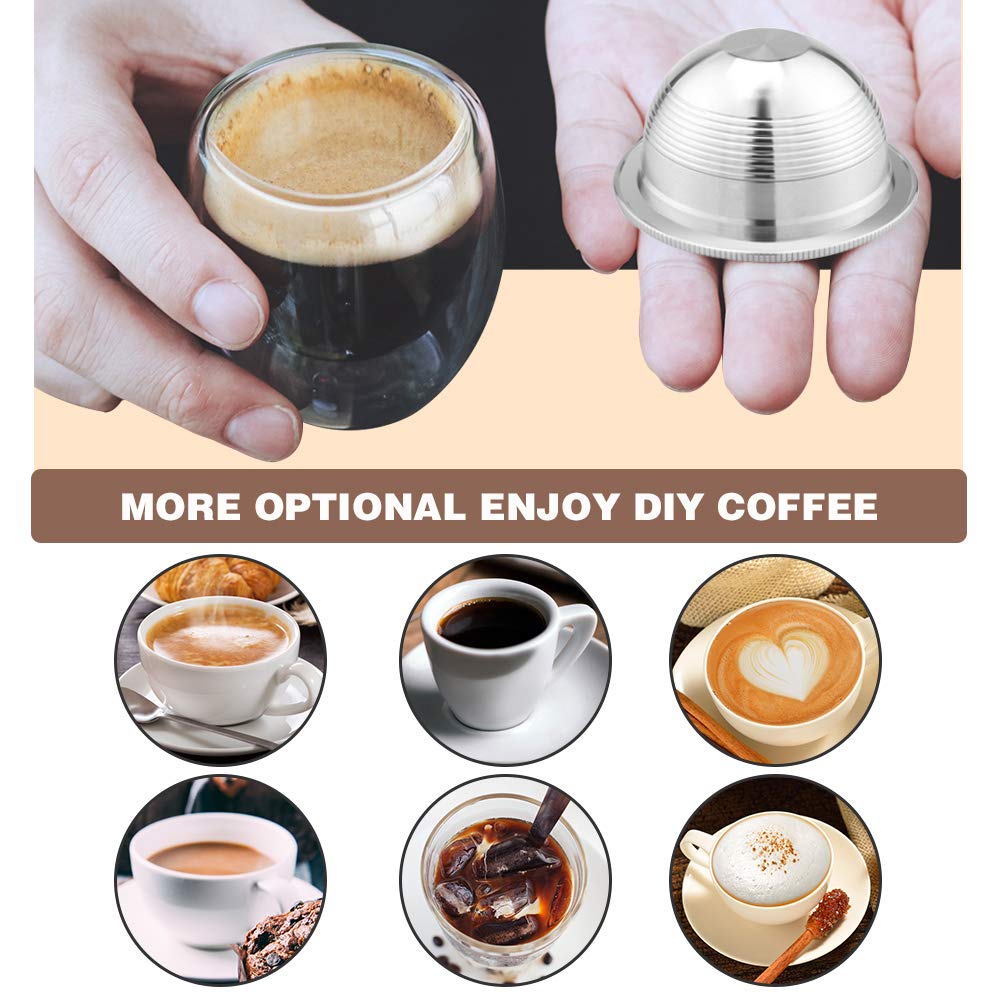 Coffee Capsule, Reusable Vertuoline Pod Refillable Vertuo Capsules Stainless Steel Compatible with Vertuoline Machine GCA1 and Delonghi ENV135S