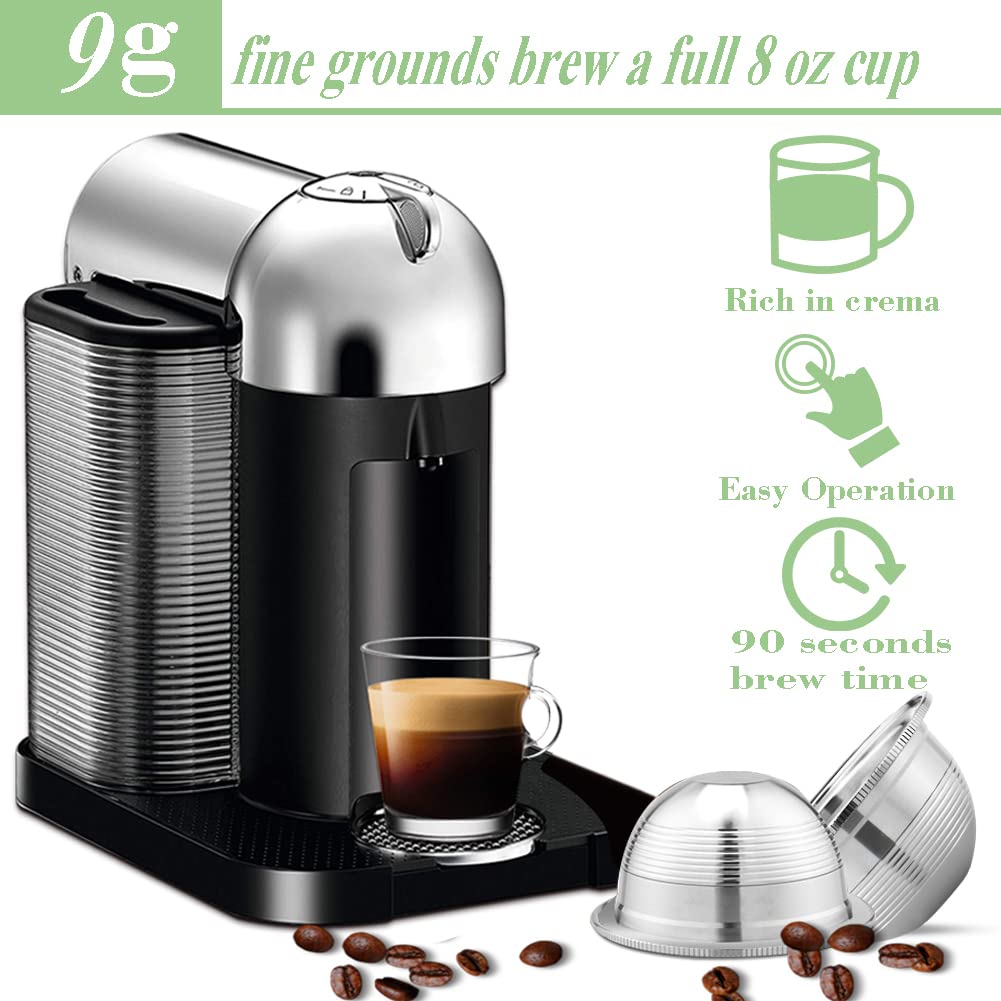 Coffee Capsule, Reusable Vertuoline Pods Stainless Steel Compatible with Nespresso Vertuoline GCA1 and Delonghi ENV135S