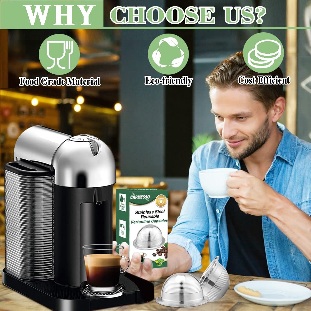 Coffee Capsule, Reusable Vertuoline Pods Stainless Steel Compatible with Nespresso Vertuoline GCA1 and Delonghi ENV135S