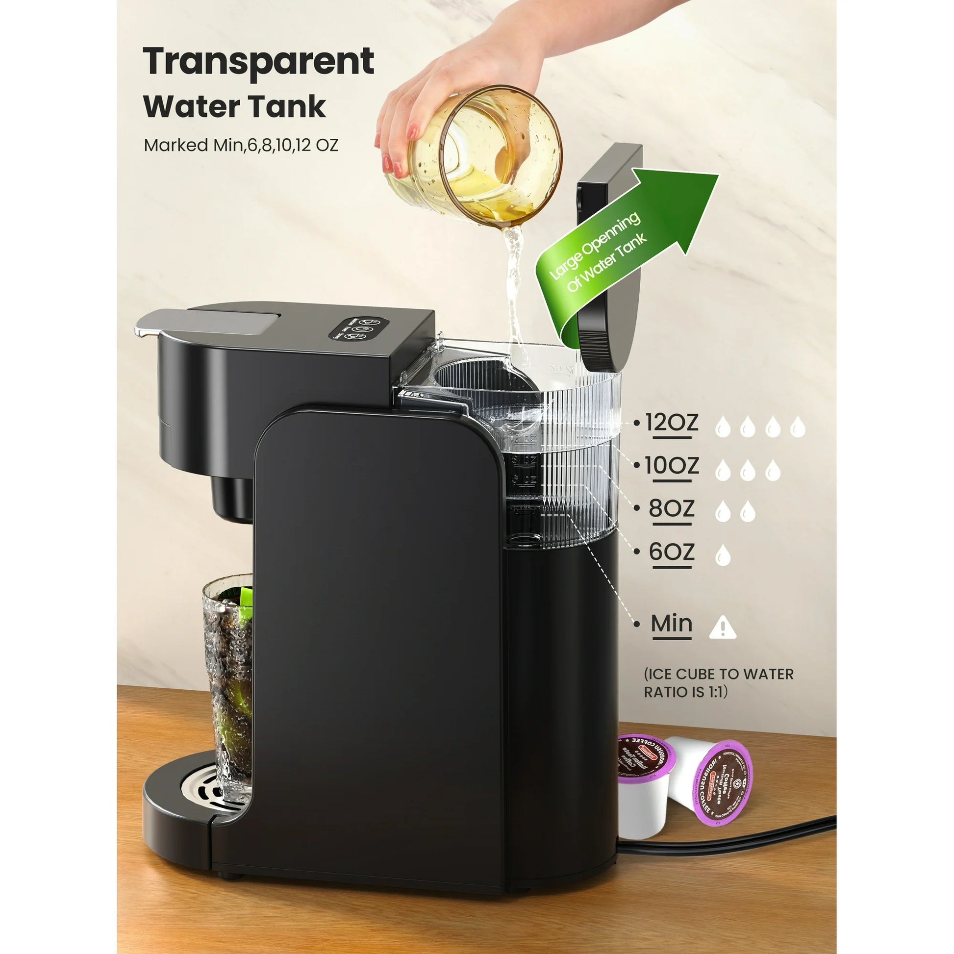 Capmesso Single Serve K Capsule Coffee Maker, Black Coffee Machine for K-Pod & Ground Coffee, New - CAPMESSO