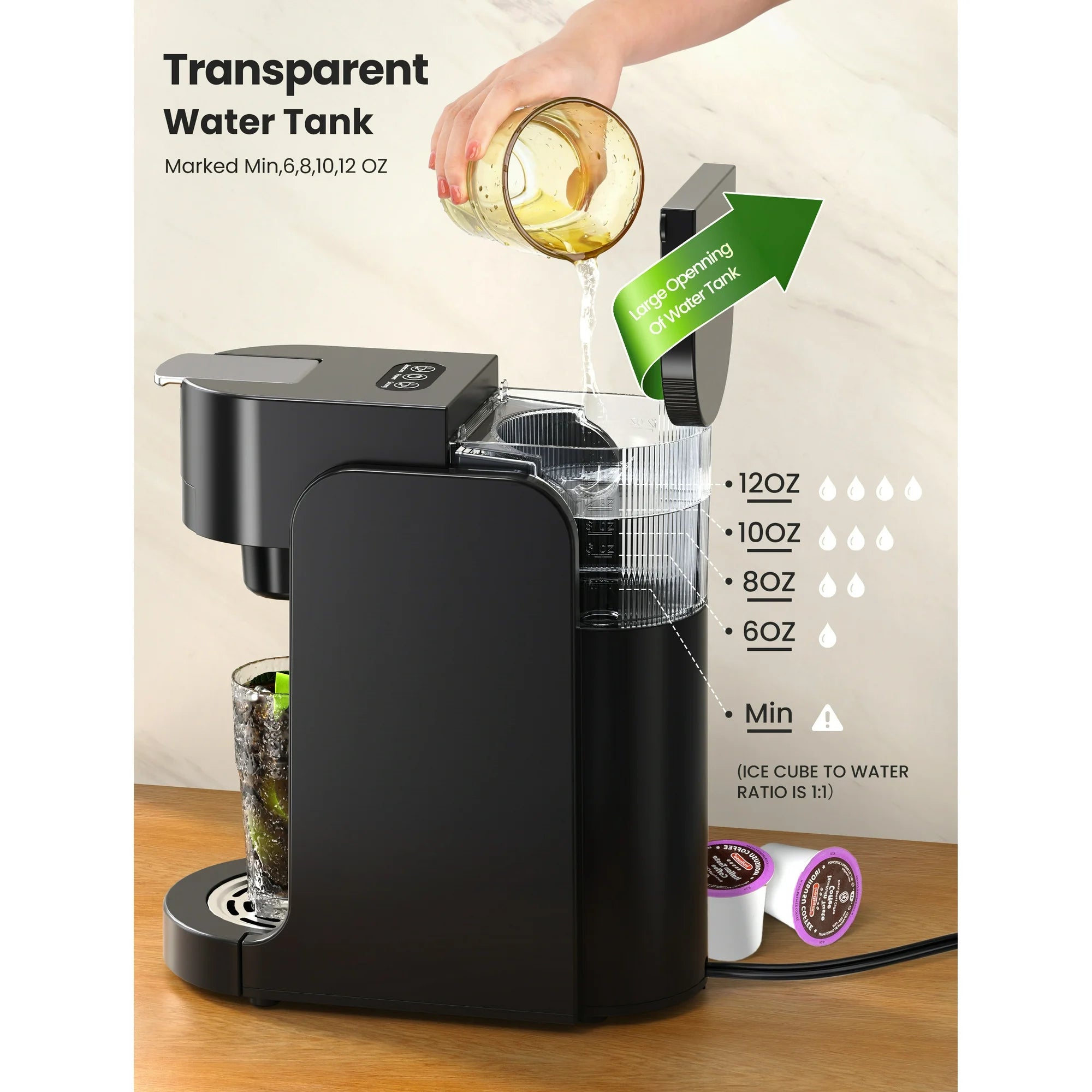 2-in-1 single serve coffee maker with K-pod holder and filter basket
