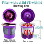 Paper filter with lid top inside a reusable K-Cup