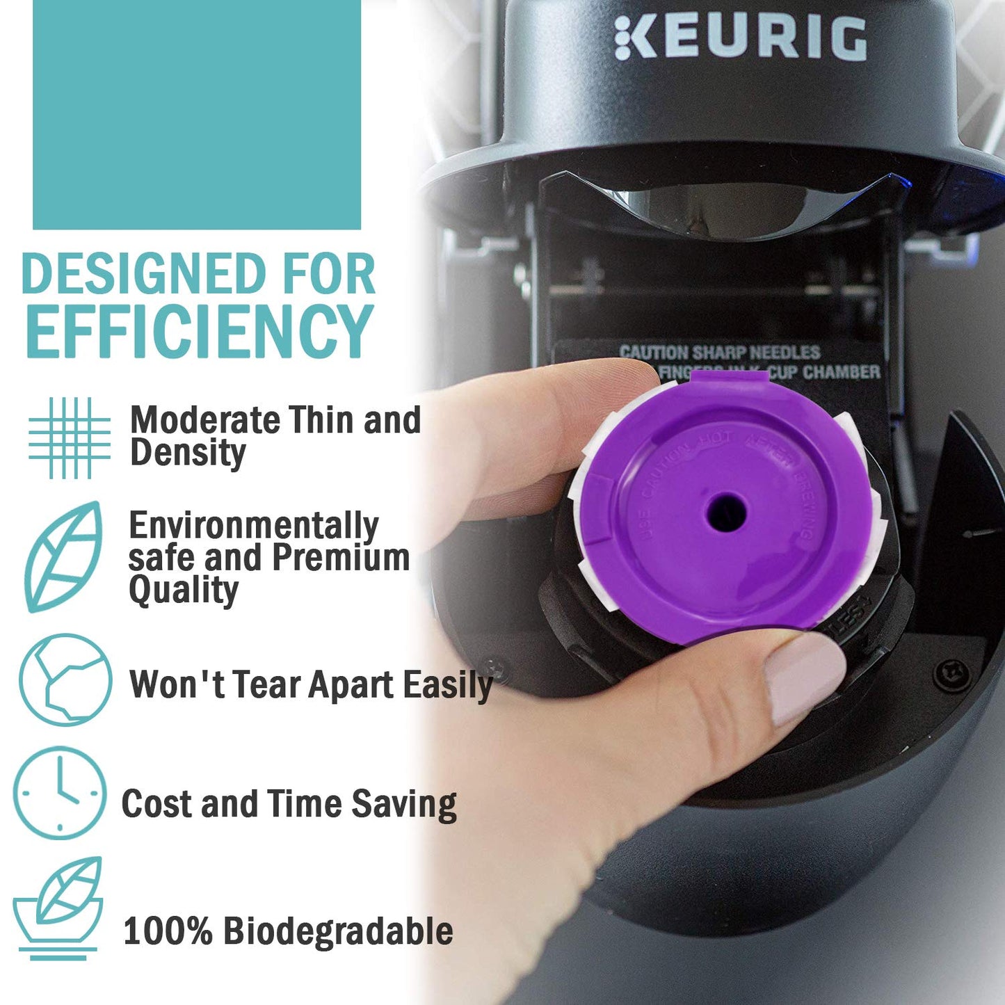 Disposable Coffee Filters with Lid Kerig Paper Filter for Reusable Single Serve Pods Compatible with Keurg 2.0 & 1.0 Coffee Maker - CAPMESSO