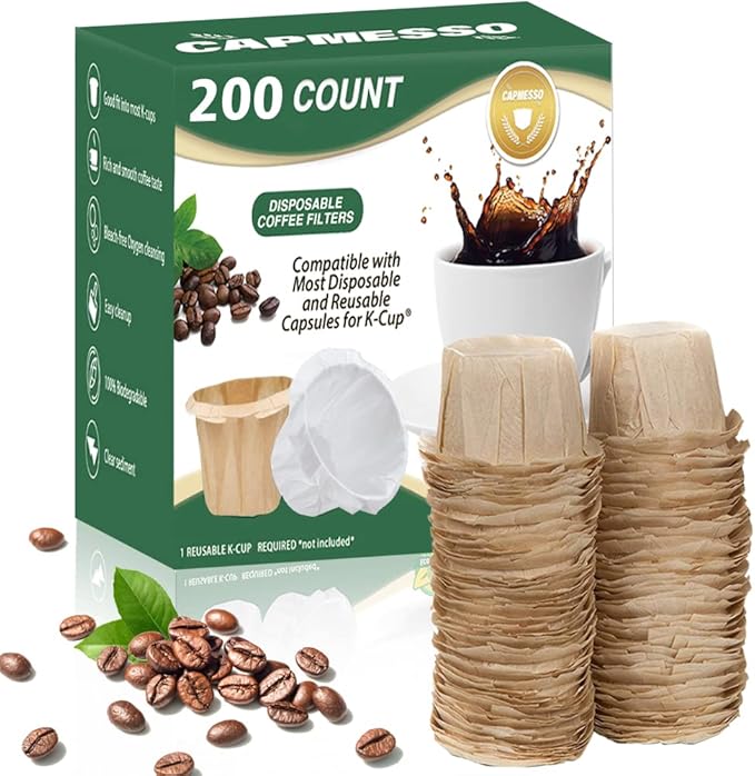 Disposable  Keurig Cup Coffee Filters - Compatible with Keurg Brewers- Reusable Single Serve 1.0 and 2.0 Coffee Maker