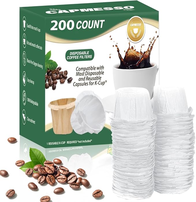 Disposable Coffee Paper Filters for  Reusable Compatible Pods of Keurig 2.0&1.0 Coffee Maker - CAPMESSO
