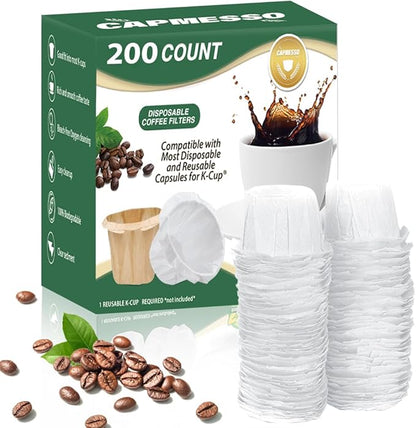 Disposable Coffee Paper Filters for  Reusable Compatible Pods of Keurig 2.0&1.0 Coffee Maker - CAPMESSO