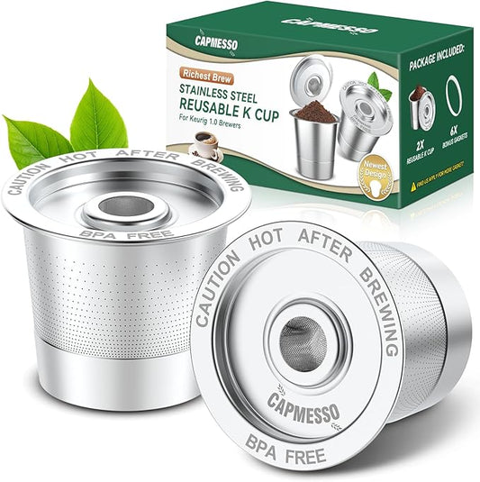 Reusable Stainless Steel  K Cups Coffee Pod for Keurig 1.0 - Newest Design - CAPMESSO