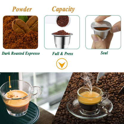 Reusable Capsules for Nespresso OriginalLine, Refillable Coffee Pods Stainless Steel Cups Compatible with Nespresso OriginalLine Brewer - CAPMESSO