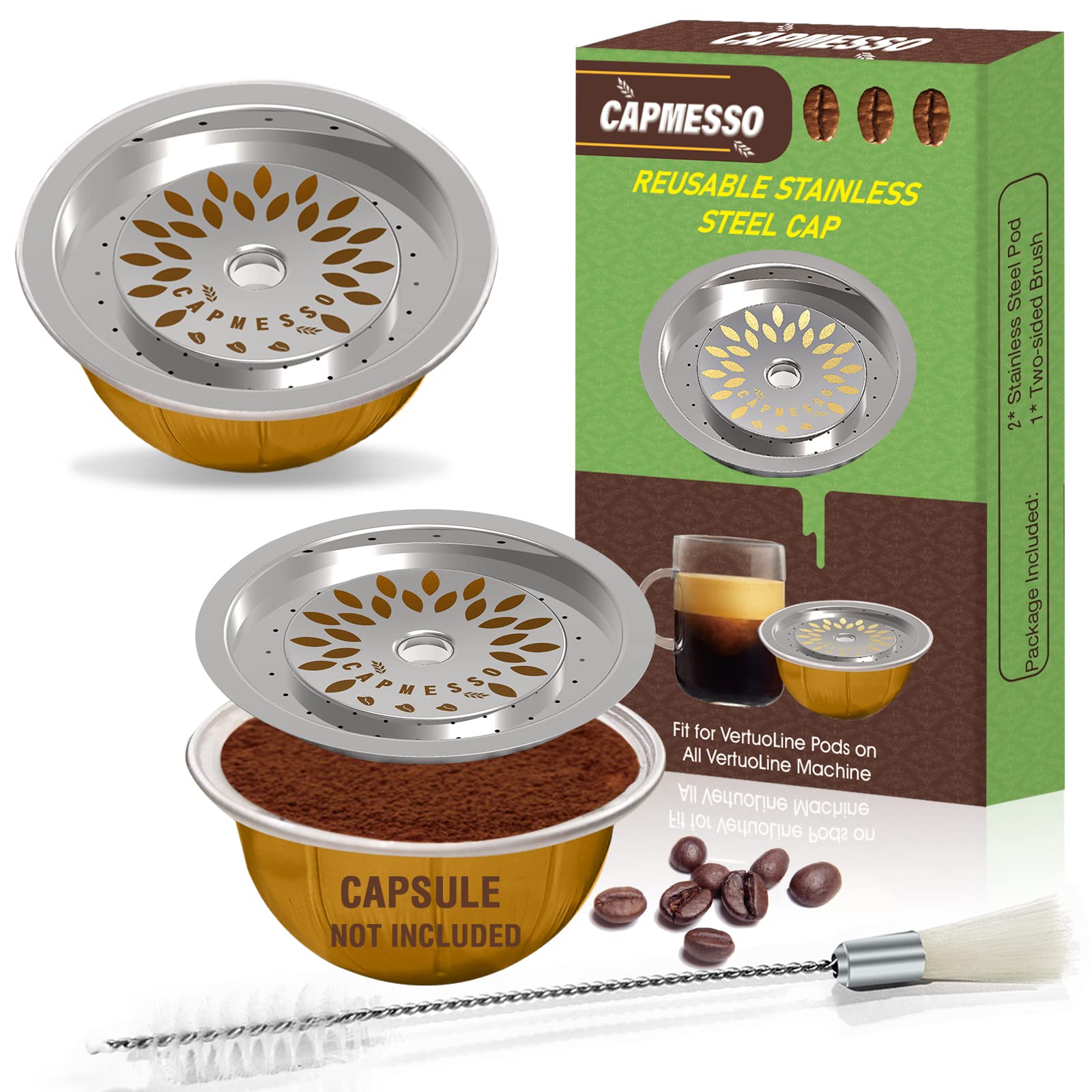 Reusable Coffee Capsule Lid to Reuse Vertuoline Pods,Refillable Vertuo Capsules Cap Disc on All VertuoLine Machines- Bottom Capsules are Not included