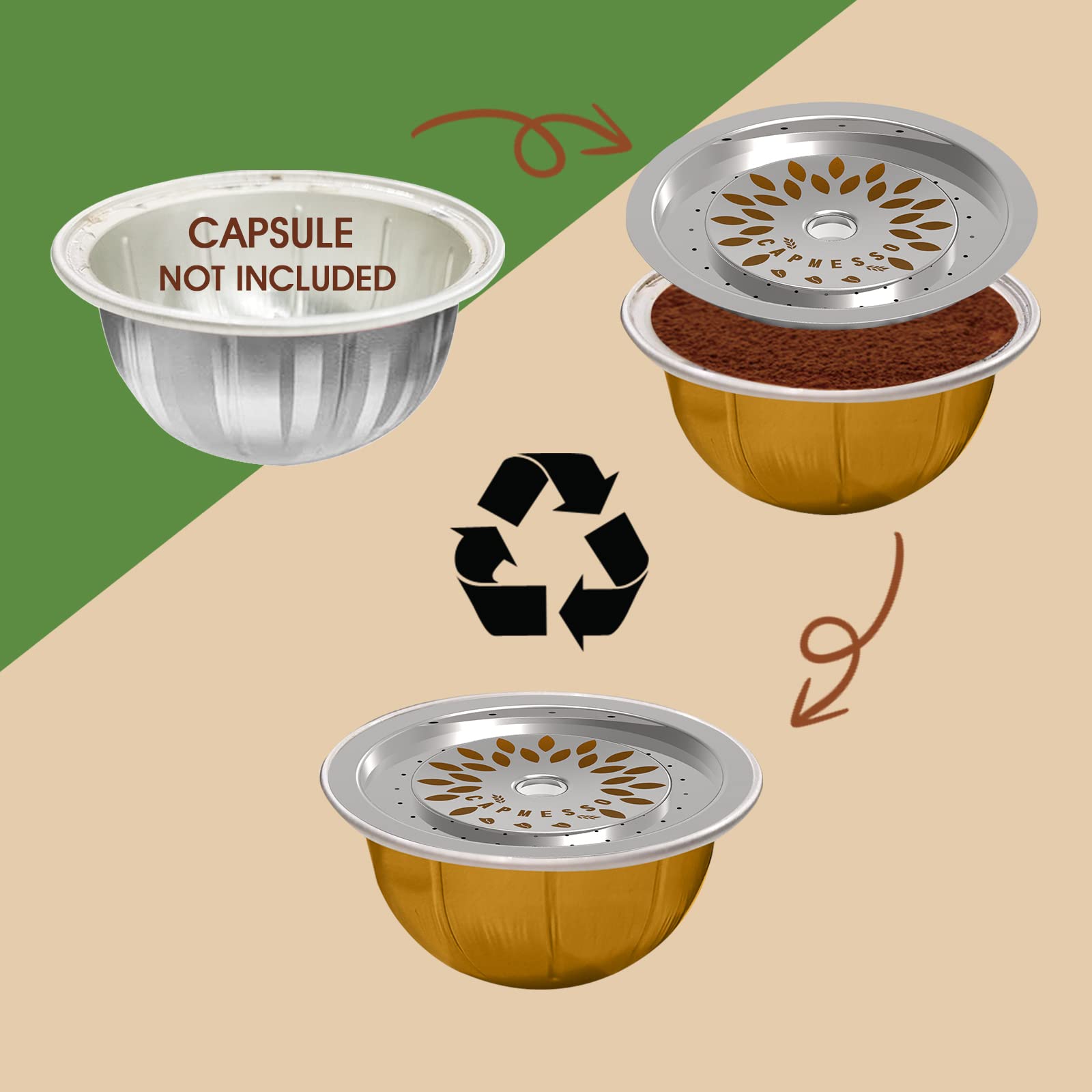 Reusable Coffee Capsule Lid to Reuse Vertuoline Pods,Refillable Vertuo Capsules Cap Disc on All VertuoLine Machines- Bottom Capsules are Not included