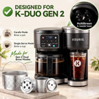 Reusable K-Cups & Carafe Filter Basket for Keurig K-Duo Gen 2 – Stainless Steel