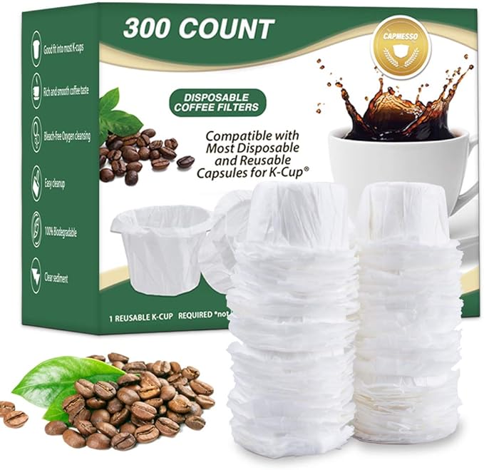Disposable Coffee Paper Filters for  Reusable Compatible Pods of Keurig 2.0&1.0 Coffee Maker - CAPMESSO