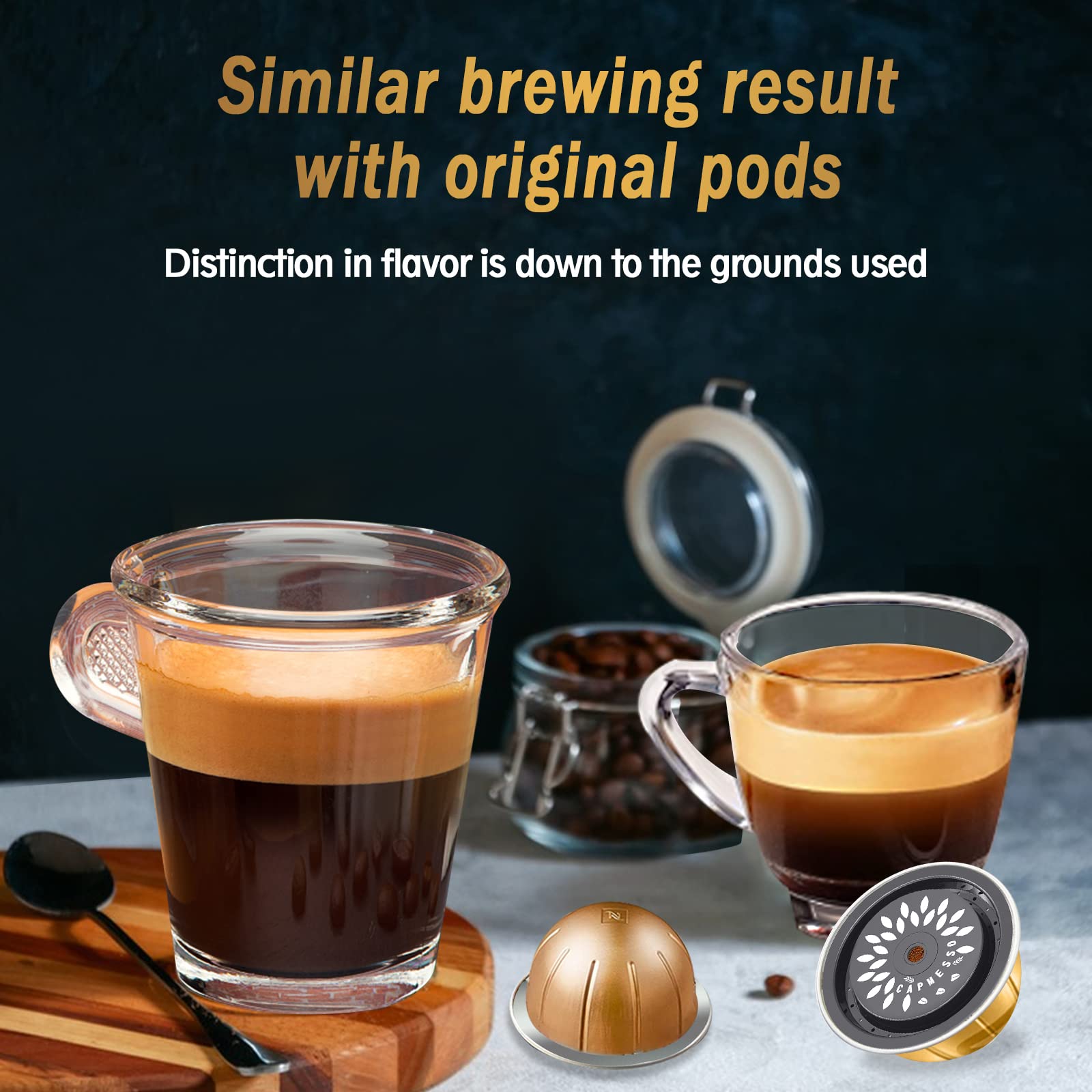 Reusable Coffee Capsule Lids for Reusable Nespresso Pods Vertuo, Food Grade Silicone Caps for Any Sizes of Refillable Vertuo Pods with Scoop and Brush - CAPMESSO