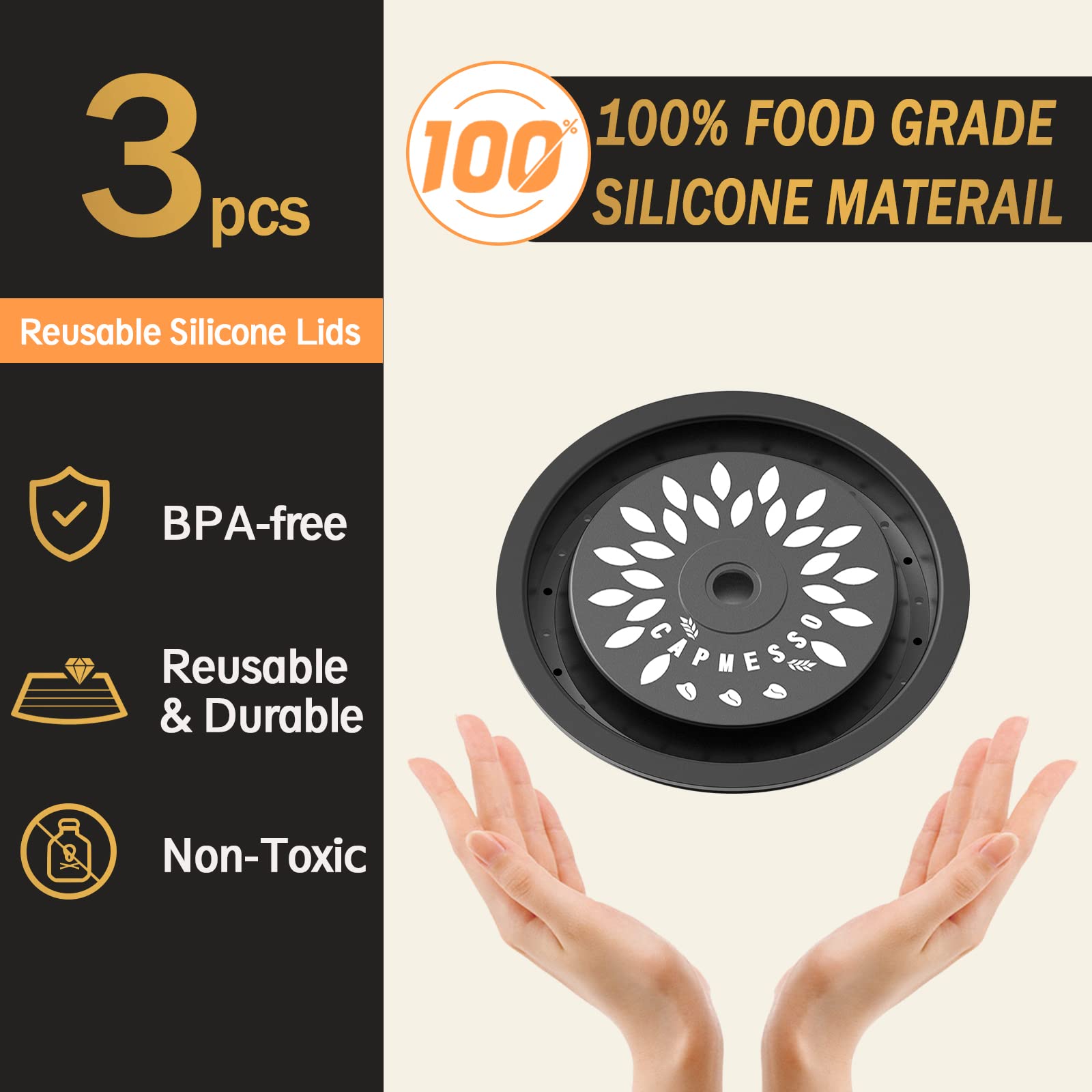 Reusable Coffee Capsule Lids for Reusable Nespresso Pods Vertuo, Food Grade Silicone Caps for Any Sizes of Refillable Vertuo Pods with Scoop and Brush - CAPMESSO