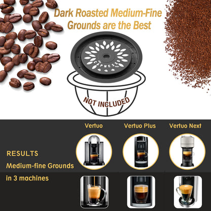 Reusable Coffee Capsule Lids for Reusable Nespresso Pods Vertuo, Food Grade Silicone Caps for Any Sizes of Refillable Vertuo Pods with Scoop and Brush - CAPMESSO