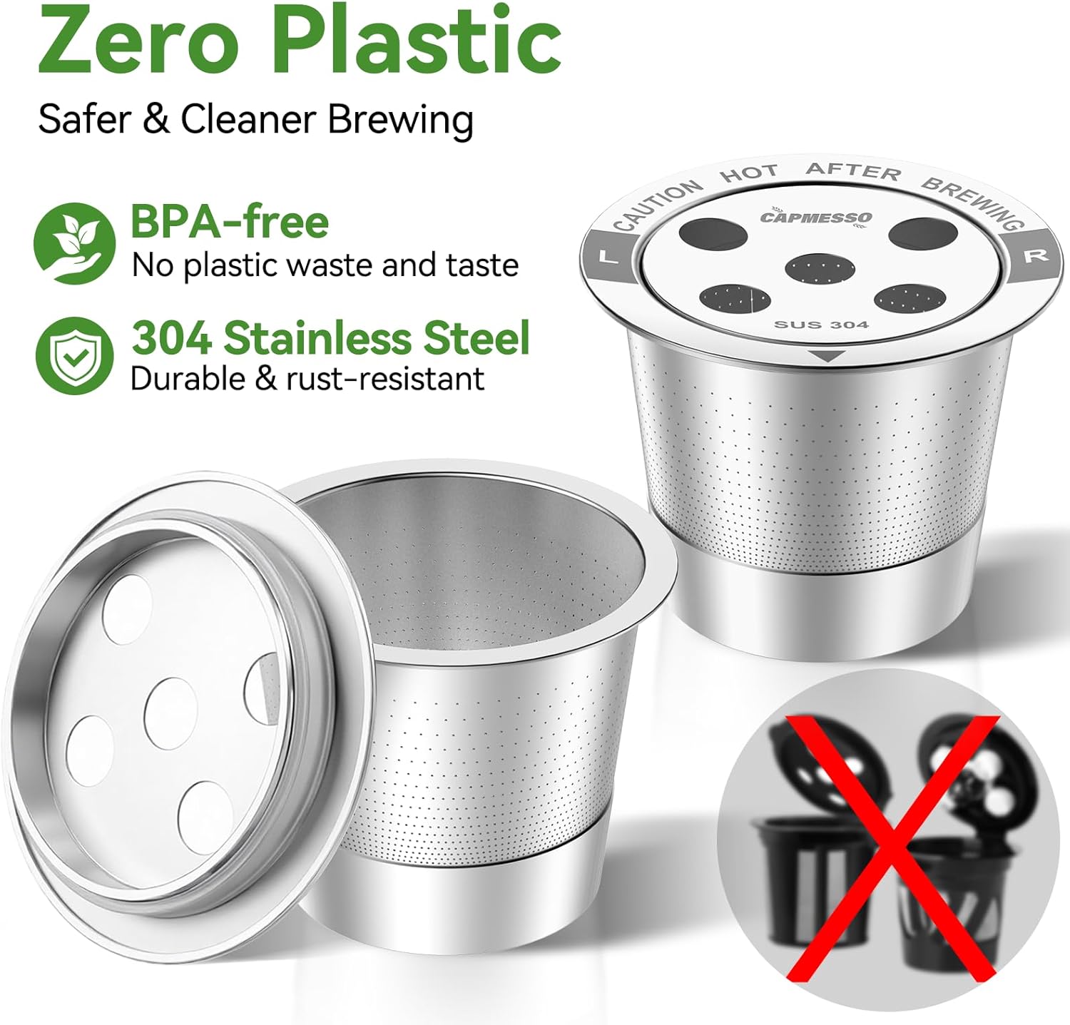2026 All Stainless Steel Reusable 5 holes K Cups - CAPMESSO