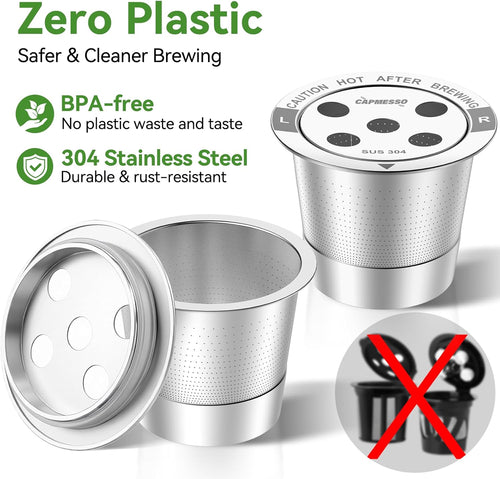 Plastic-free all-metal 5-hole reusable K-Cup for MultiStream Keurig