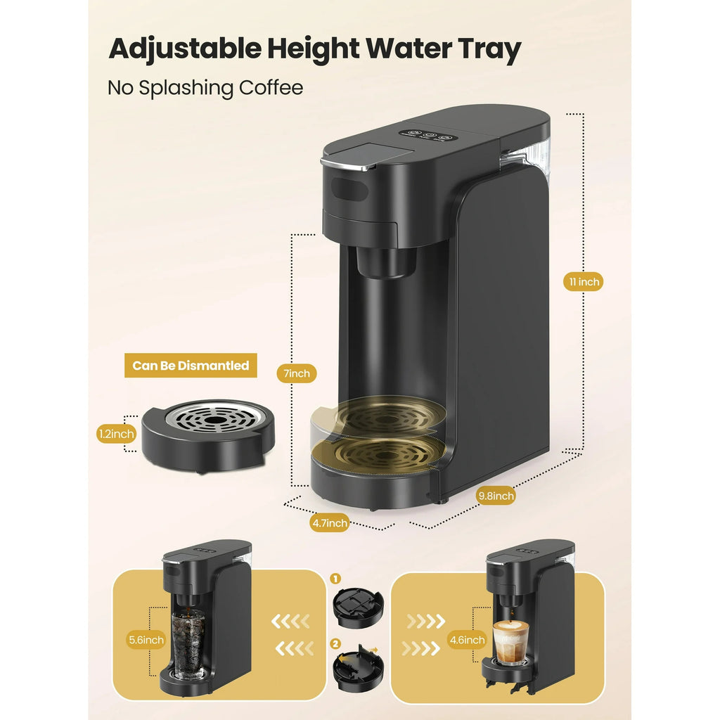CAPMESSO compact single serve coffee maker for K-pods and ground coffee