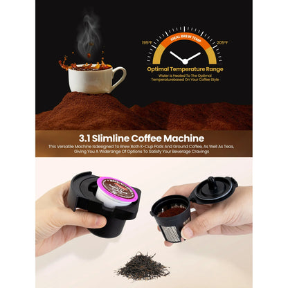 Capmesso Single Serve K Capsule Coffee Maker, Black Coffee Machine for K-Pod & Ground Coffee, New - CAPMESSO