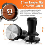 58mm calibrated espresso tamper with stainless steel ripple base