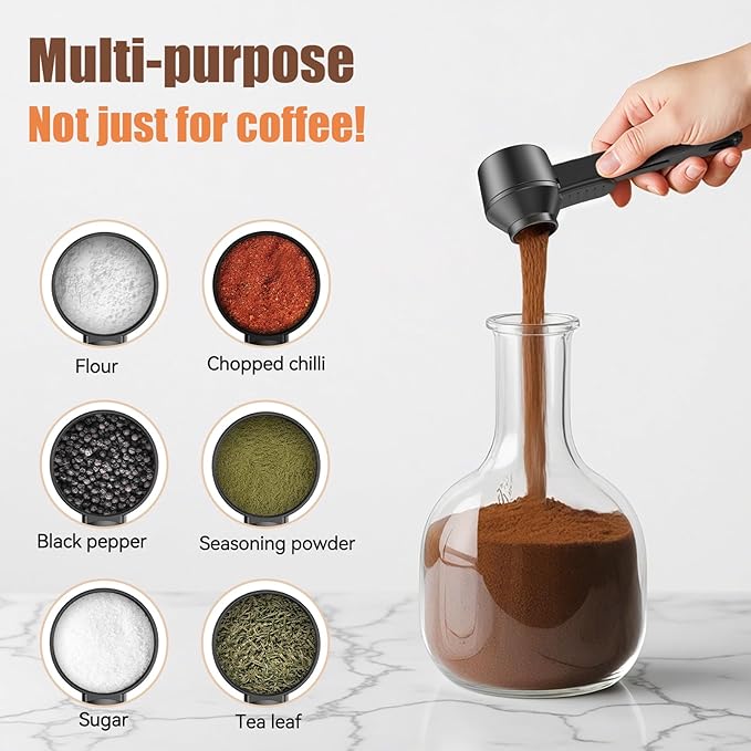 Self-leveling coffee scoop and funnel for reusable K-Cups