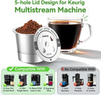 Plastic-free all-metal 5-hole reusable K-Cup for MultiStream Keurig