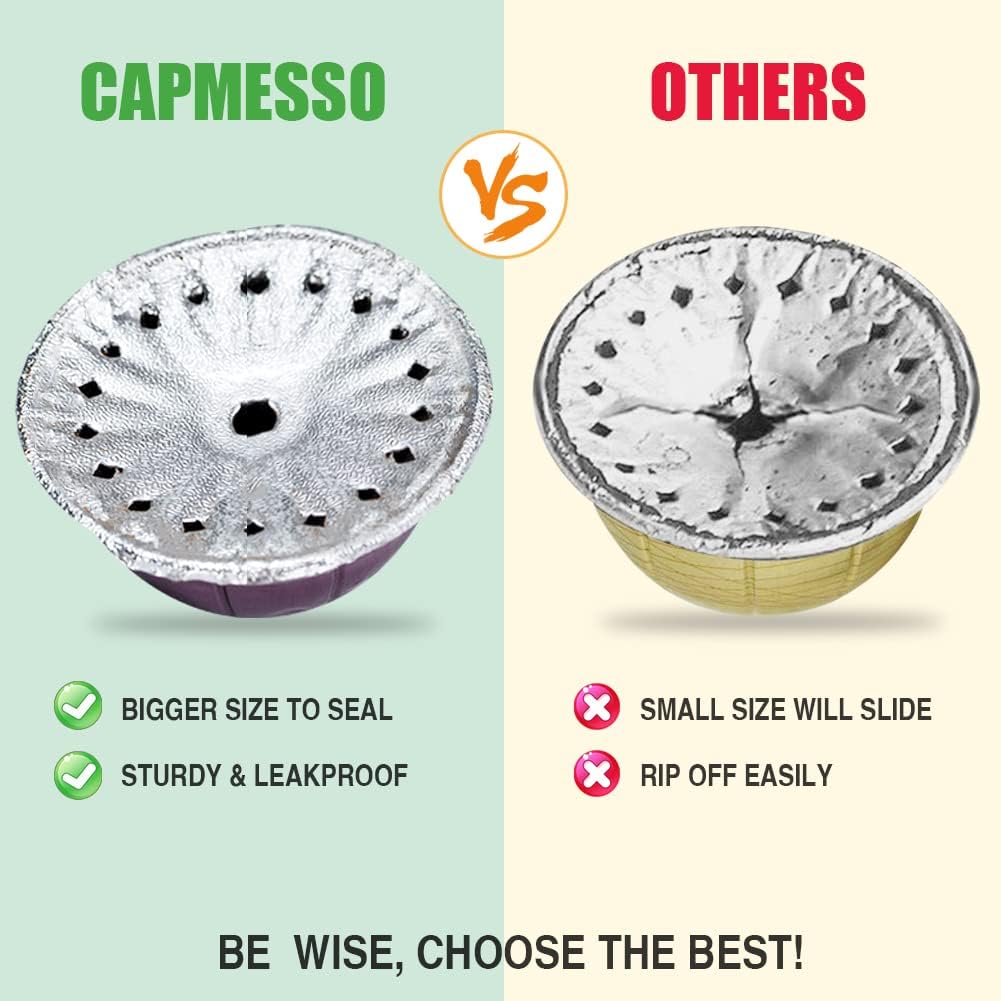 CAPMESSO Aluminum Foils Lids to Reuse Vertuoline Capsules Coffee Pods Compatible with Nespresso VertuoLine Machine 64mm(100/package) - CAPMESSO