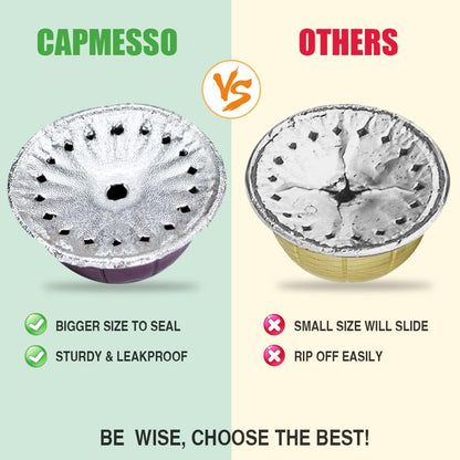 CAPMESSO Aluminum Foils Lids to Reuse Vertuoline Capsules Coffee Pods Compatible with Nespresso VertuoLine Machine 64mm(100/package) - CAPMESSO