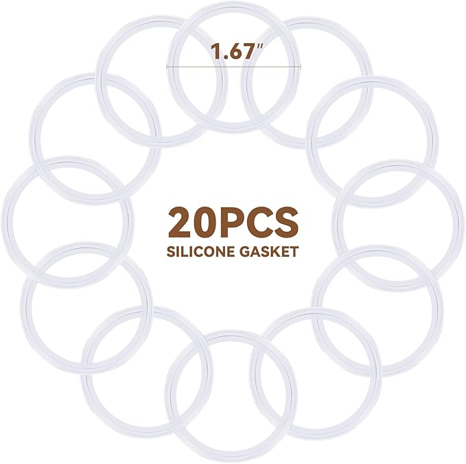 20 Pack Rubber Gasket for Reusable K Cups Refillable Coffee Pod Stainless Steel Lids Silicone Seals -Tight Seal, Safe, Durable - CAPMESSO