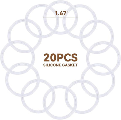 20 Pack Rubber Gasket for Reusable K Cups Refillable Coffee Pod Stainless Steel Lids Silicone Seals -Tight Seal, Safe, Durable - CAPMESSO