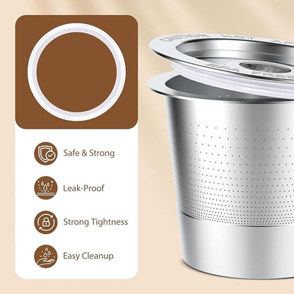 20 Pack Rubber Gasket for Reusable K Cups Refillable Coffee Pod Stainless Steel Lids Silicone Seals -Tight Seal, Safe, Durable - CAPMESSO