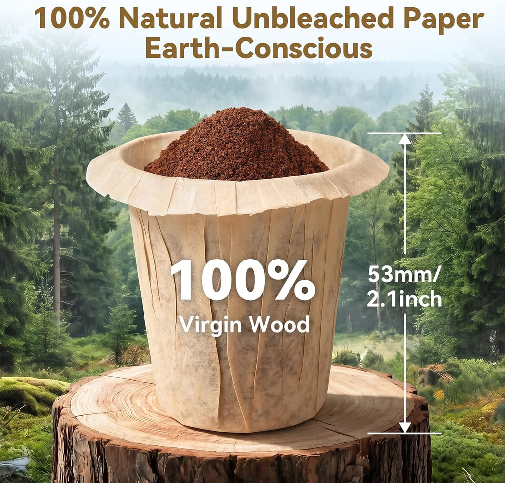CAPMESSO 2.1" Tall Paper Coffee Filters for Large Reusable K-Cups