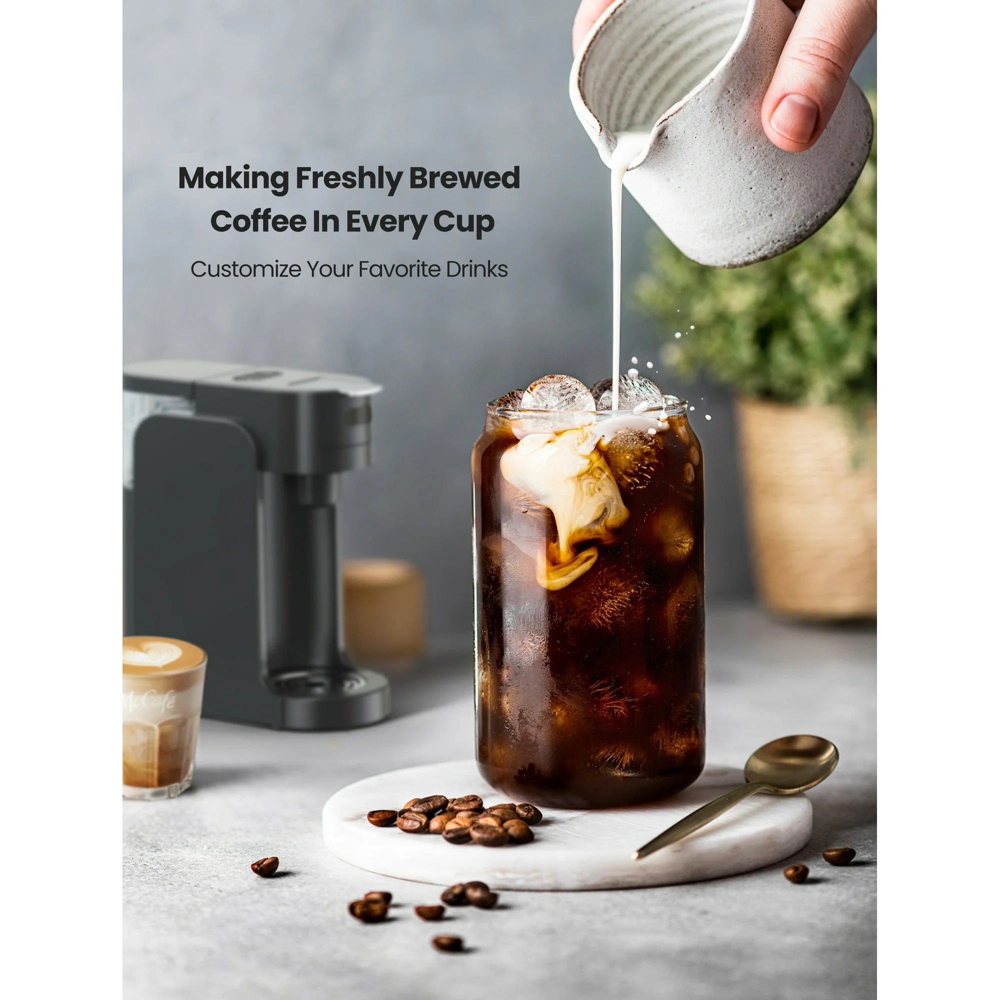 CAPMESSO compact single serve coffee maker for K-pods and ground coffee