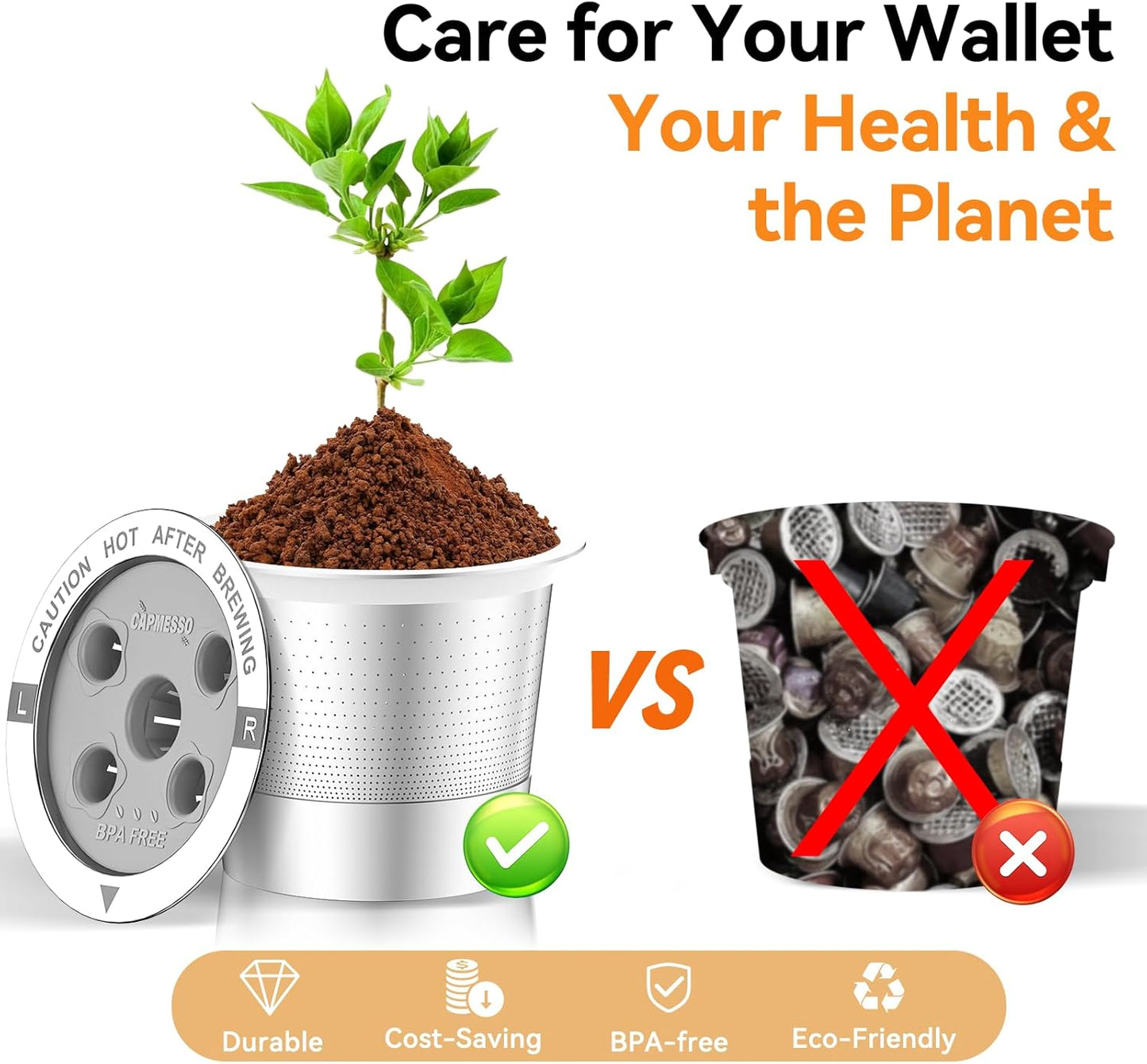 CAPMESSO Reusable K Cups for Keurig: 2025 Updated My K cup Metal Coffee Filter Refillable Coffee Pods with 5 Holes - for K Supreme/K Slim/K-Duo Gen2/K-Brew Chill with MultiStream Technology