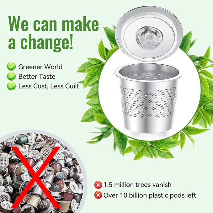 Reusable K-Cup with 360-degree lid and two-layer mesh